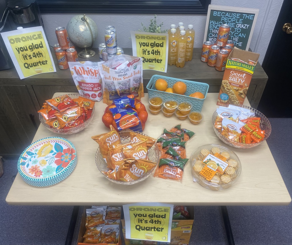 table with orange colored snacks